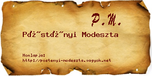 Pöstényi Modeszta névjegykártya